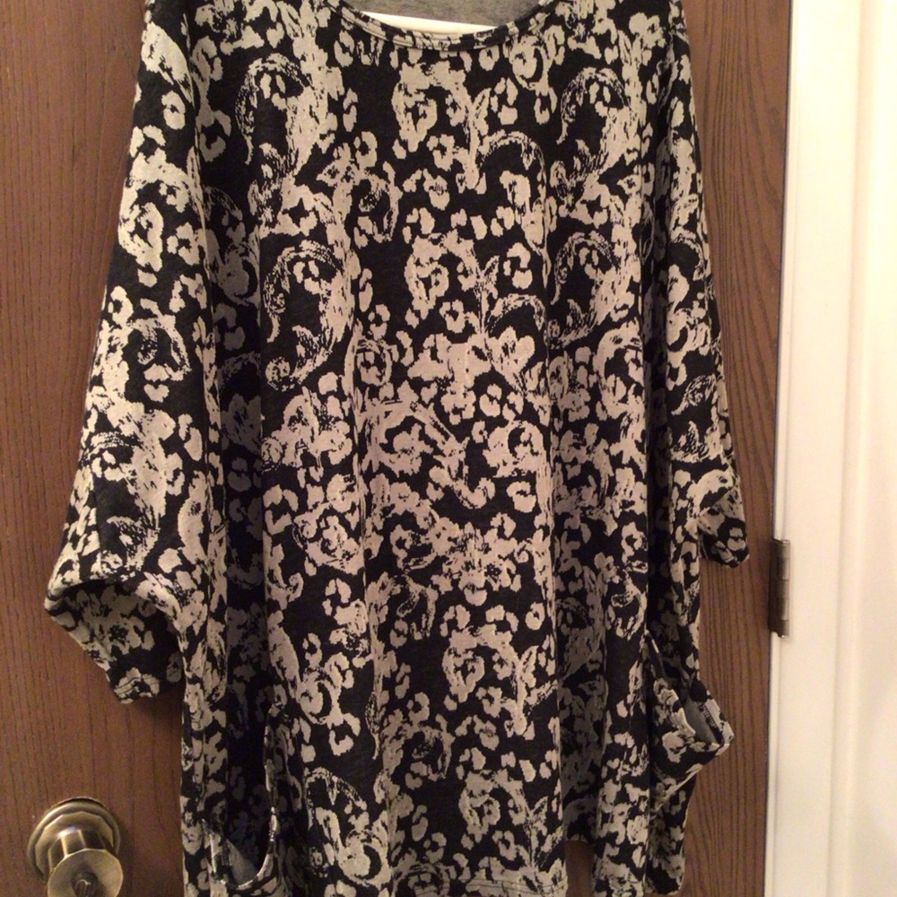 Cut Loose black beige tunic top pockets jersey viscose OS M-XL - Picture 2 of 14